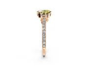 Solitaire Engagement Ring Setting for Fancy Yellow Oval Center with Widening Pave Band and Claw Prong Head in Rose Gold
