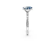 Solitaire Engagement Ring Setting for Fancy Blue Oval Center with Pave Accents and Prong Head in Platinum