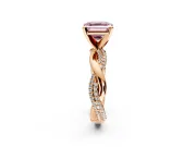 Solitaire Engagement Ring Setting for Fancy Pink Asscher Cut Center with Pave and Plain Crossover and Basket Head in Rose Gold