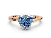 Solitaire Engagement Ring Setting for Fancy Blue Heart-Shaped Center with Plain Bypass Twist Band and Prong Head in Rose Gold