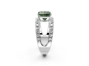 Solitaire Engagement Ring Setting for Fancy Green Princess Cut Center with Wide-Open Split Shank and Prong Head in White Gold