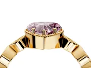 Vintage Station Engagement Ring Setting for Fancy Pink Heart-Shaped Center with Accents and Prong Head in Yellow Gold