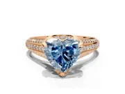 Solitaire Engagement Ring Setting for Fancy Blue Heart-Shaped Center with Accented Split Shank and Prong Head in Rose Gold