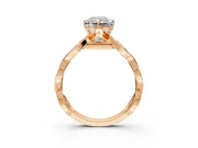 Solitaire Engagement Ring Setting for Radiant Cut Center with Accented Twist Band and Leaf Prong Head in Rose Gold