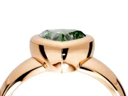 Solitaire Engagement Ring Setting for Fancy Green Heart-Shaped Center with Wide Band and Bezel Head in Rose Gold
