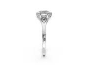 Solitaire Engagement Ring Setting for Cushion Cut Center with Plain Split Shank and Prong Head in Platinum