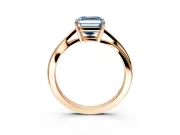 Solitaire Engagement Ring Setting for Fancy Blue Asscher Cut Center with Plain Bypass Twist Band and Prong Head in Rose Gold