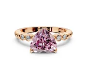 Solitaire Engagement Ring Setting for Fancy Pink Heart-Shaped Center with Bezel-Dot Beaded Band and Prong Head in Rose Gold