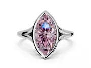 Solitaire Engagement Ring Setting for Fancy Pink Marquise Center with V Split Shank and Bezel Head in Sterling Silver