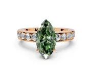 Solitaire Engagement Ring Setting for Fancy Green Marquise Center with Channel-Set Accents and Prong Head in Rose Gold