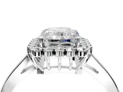 Starburst Halo Engagement Ring Setting for Radiant Cut Center with Flat Cathedral Band and Prong Head in Sterling Silver