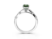 Baguette Engagement Ring Setting for Fancy Green Emerald Cut Center with Alternating Bar-Set Band and Prong Head in Platinum