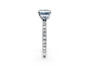 Solitaire Engagement Ring Setting for Fancy Blue Princess Cut Center with Fine Pave Band and Claw Prong Head in Sterling Silver