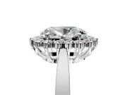 Starburst Halo Engagement Ring Setting for Oval Center with Flat Cathedral Band and Prong Head in White Gold