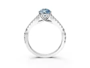 Solitaire Engagement Ring Setting for Fancy Blue Pear-Shaped Center with Pave Split Shank and Prong Head in White Gold