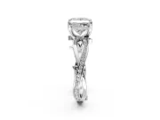 Solitaire Engagement Ring Setting for Princess Cut Center with Pave and Plain Crossover Band and Prong Head in Platinum