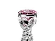 Solitaire Engagement Ring Setting for Fancy Pink Radiant Cut Center with Narrow Twist Pave Band and Prong Head in Platinum