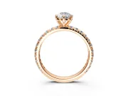 Solitaire Engagement Ring Setting for Pear-Shaped Center with Shared-Prong Accents and Prong Head in Rose Gold
