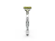 Solitaire Engagement Ring Setting for Fancy Yellow Emerald Cut Center with Channel Baguette Band and Prong Head in Platinum