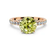 Solitaire Engagement Ring Setting for Fancy Yellow Round Cut Center with Large Accent Band and Prong Head in Rose Gold