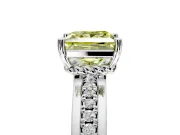 Solitaire Engagement Ring Setting for Fancy Yellow Princess Cut Center with Raised Channel Band and Prong Head in Platinum