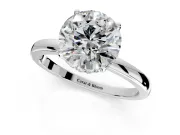 Solitaire Engagement Ring Setting for Round Cut Center with Fine Wire Band and Prong Head in Platinum