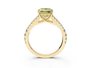 Solitaire Engagement Ring Setting for Fancy Yellow Princess Cut Center with Pave Split Shank and Prong Head in Yellow Gold