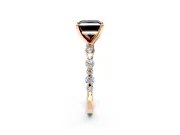 Solitaire Engagement Ring Setting for Fancy Black Princess Cut Center with Alternating Size Accents and Prong Head in Rose Gold