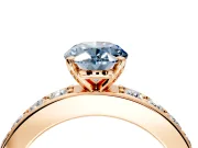 Solitaire Engagement Ring Setting for Fancy Blue Oval Center with Channel-Set Accents and Prong Head in Rose Gold