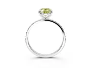 Solitaire Engagement Ring Setting for Fancy Yellow Oval Center with Pave Accents and Prong Head in Sterling Silver