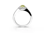 Halo Engagement Ring Setting for Fancy Yellow Marquise Center with Plain Tapered Band and Prong Head in White Gold
