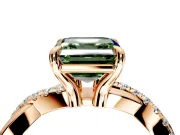 Solitaire Engagement Ring Setting for Fancy Green Asscher Cut Center with Half-Pave Crossover Band and Prong Head in Rose Gold