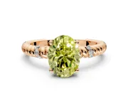 Rope Engagement Ring Setting for Fancy Yellow Oval Center with Accent Shoulders and Prong Head in Rose Gold