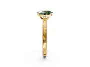 Solitaire Engagement Ring Setting for Fancy Green Oval Center with Engraved Milgrain Band and Prong Head in Yellow Gold