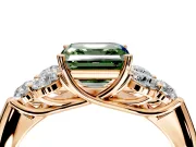 Cluster Engagement Ring Setting for Fancy Green Asscher Cut Center with Round Cut Accent Frame and Prong Head in Rose Gold