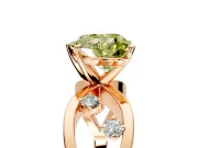 Solitaire Engagement Ring Setting for Fancy Yellow Heart-Shaped Center with Criss-Cross Accent Band and Prong Head in Rose Gold