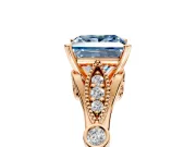 Solitaire Engagement Ring Setting for Fancy Blue Princess Cut Center with Marquise and Bezel Accents and Prong Head in Rose Gold