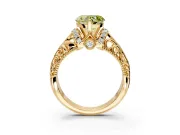Solitaire Engagement Ring Setting for Fancy Yellow Heart-Shaped Center with Filigree Accent Basket and Prong Head in Yellow Gold