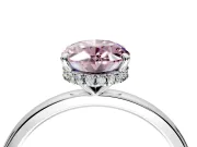 Hidden Halo Engagement Ring Setting for Fancy Pink Oval Center with Plain Band and Tall Prong Head in Sterling Silver