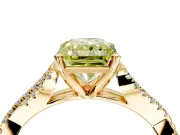 Solitaire Engagement Ring Setting for Fancy Yellow Radiant Cut Center with Twisted Pave Split Shank and Prong Head in Yellow Gold