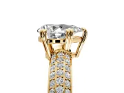 Solitaire Engagement Ring Setting for Pear-Shaped Center with Multi-Row Pave Accents and Basket Head in Yellow Gold