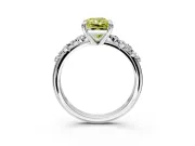 Solitaire Engagement Ring Setting for Fancy Yellow Radiant Cut Center with Trailing Leaf Accent Band and Prong Head in White Gold