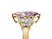 Solitaire Engagement Ring Setting for Fancy Pink Marquise Center with Marquise Flower Shoulders and Prong Head in Yellow Gold