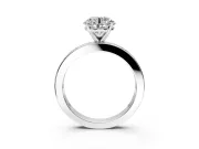 Solitaire Engagement Ring Setting for Round Cut Center with Channel Baguette Band and Prong Head in Platinum
