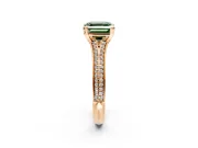 Solitaire Engagement Ring Setting for Fancy Green Asscher Cut Center with Pave Rail Split Shank and Prong Head in Rose Gold