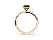 Solitaire Engagement Ring Setting for Fancy Green Emerald Cut Center with Micro Pave Band and Prong Head in Rose Gold