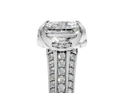 Solitaire Engagement Ring Setting for Radiant Cut Center with Accented Split Shank and Prong Head in White Gold
