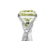 Crossover Engagement Ring Setting for Fancy Yellow Princess Cut Center with Pave and Plain Strands and Prong Head in White Gold