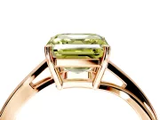 Solitaire Engagement Ring Setting for Fancy Yellow Asscher Cut Center with Plain Bypass Twist Band and Prong Head in Rose Gold