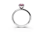 Solitaire Engagement Ring Setting for Fancy Pink Emerald Cut Center with Scrollwork Band and Prong Head in Sterling Silver